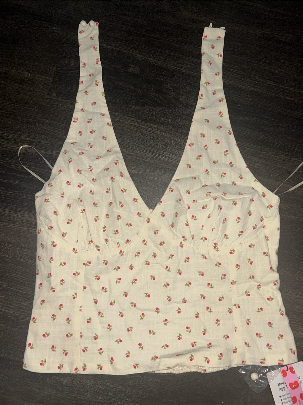 Cider Cream Floral Bustier Camisole with Red Rose Print